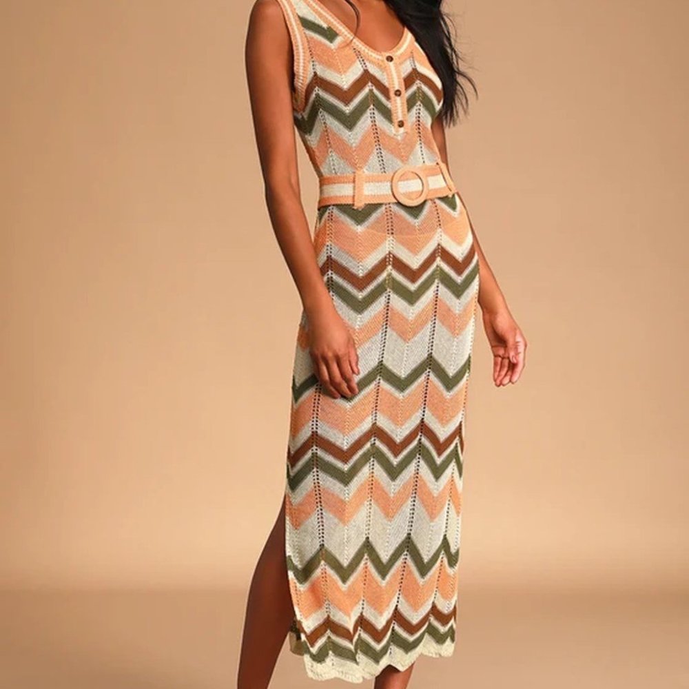 Moon River Crocheted Belted Maxi Illea Dress
